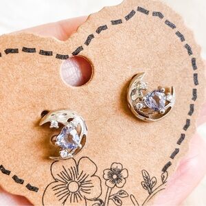 ✨Tanzanite Crystal Moon and Heart Earrings✨